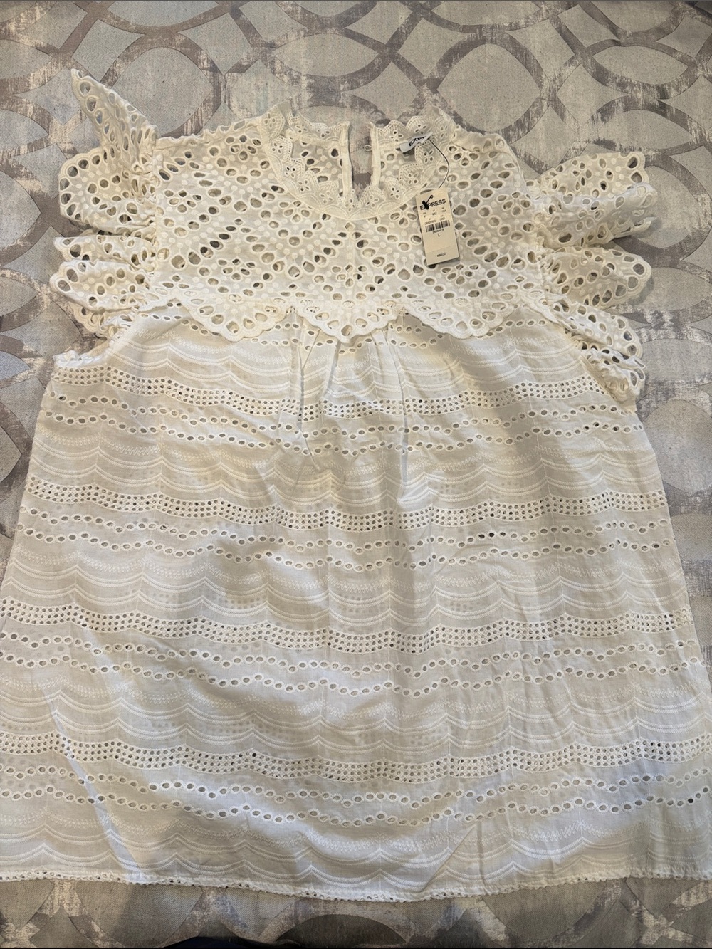 Express White Eyelet Lace Girls' Dress